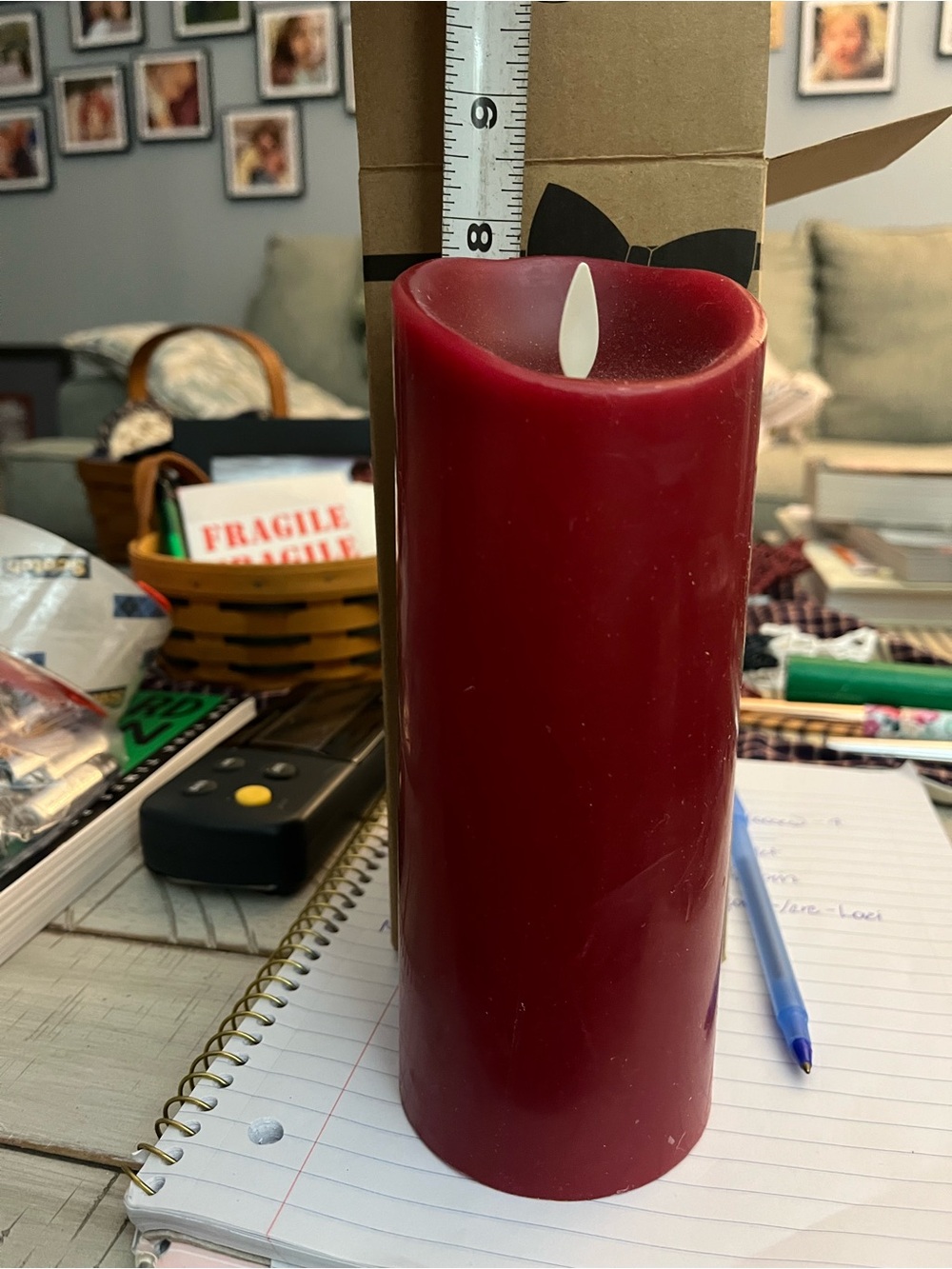 Luminara Deep Red LED Flameless Pillar Candle - Picture 2 of 3